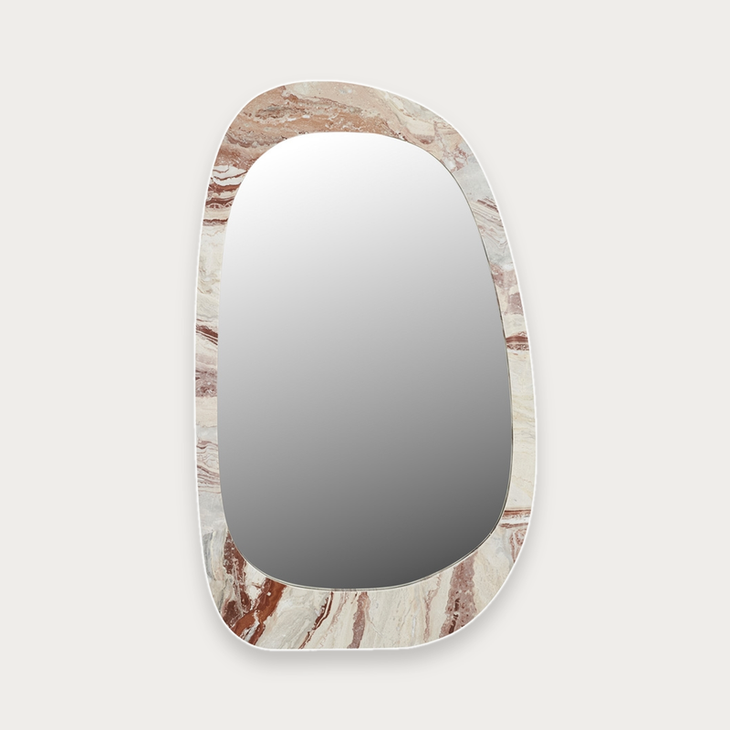 GlobeWest Oakley Pebble Mirror in Monica Red Marble | Norsu Interiors