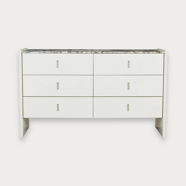 GlobeWest Pearce Marble Dresser - Bone - Matt Ocean Marble