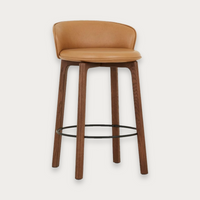 GlobeWest Tolv Glide Barstool - Pecan Leather - Espresso Oak