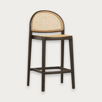 GlobeWest Tolv Luk Barstool - Bison Oak - Natural Rattan