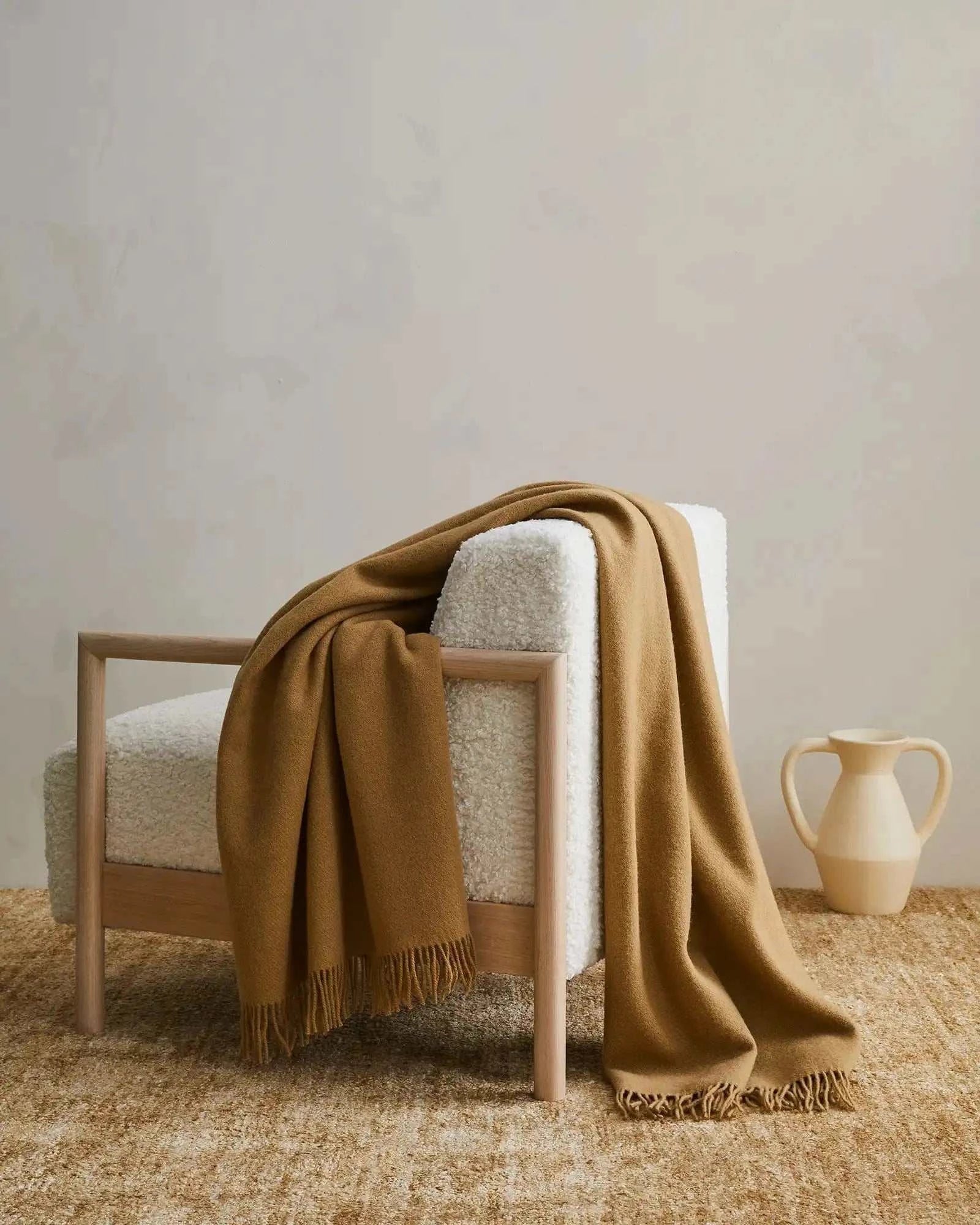 Weave Home Blankets & Throws Weave Home Nevis Lambswool Throw - Camel