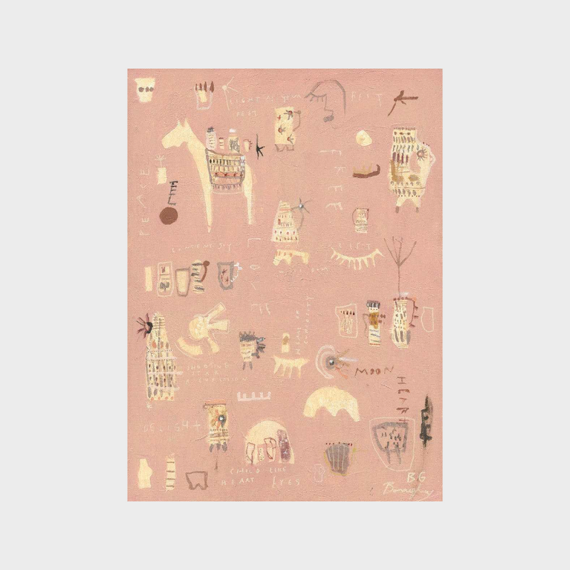 Limited edition fine art print Heart Of Curiosity by Bonnie Gray in dusty pink and warm browns on textured cotton rag paper