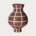 Heirloom Check Vase - Burgundy