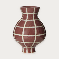 Heirloom Check Vase in Burgundy