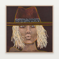 Marcia Priestley Blue Eyes fine art canvas print framed in Natural Timber