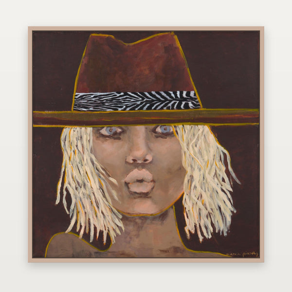 Marcia Priestley Blue Eyes fine art canvas print framed in Natural Timber
