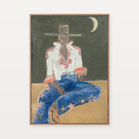 Marcia Priestley Chaps Star fine art canvas print framed in Natural Timber