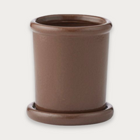 Hollis 12.5cm ceramic pot in glossy cocoa with matching saucer