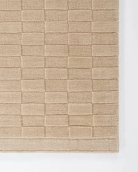 Baya Hugo Floor Rug almond color handcrafted New Zealand wool checkerboard design