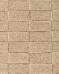Baya Hugo Floor Rug almond color hand-carved New Zealand wool checkerboard design
