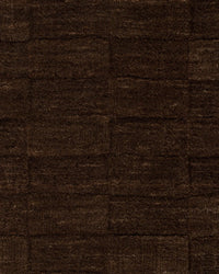 Baya Hugo Floor Rug in espresso color with hand-carved checkerboard design on 100% New Zealand wool