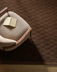 Baya Hugo Floor Rug in espresso color with hand-carved checkerboard design made of 100% New Zealand wool