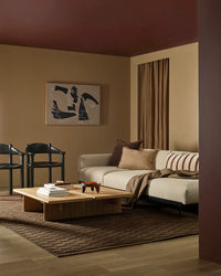 Baya Hugo Floor Rug in espresso brown with hand-carved checkerboard design made of 100% NZ wool
