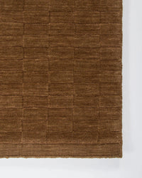 Baya Hugo Floor Rug in toffee color with hand-carved checkerboard design, 100% New Zealand wool, dense and soft texture