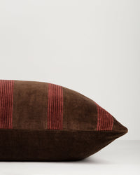 Huxley Chocolate/Cherry cushion edge detail