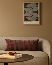 Huxley Chocolate/Cherry cushion styled