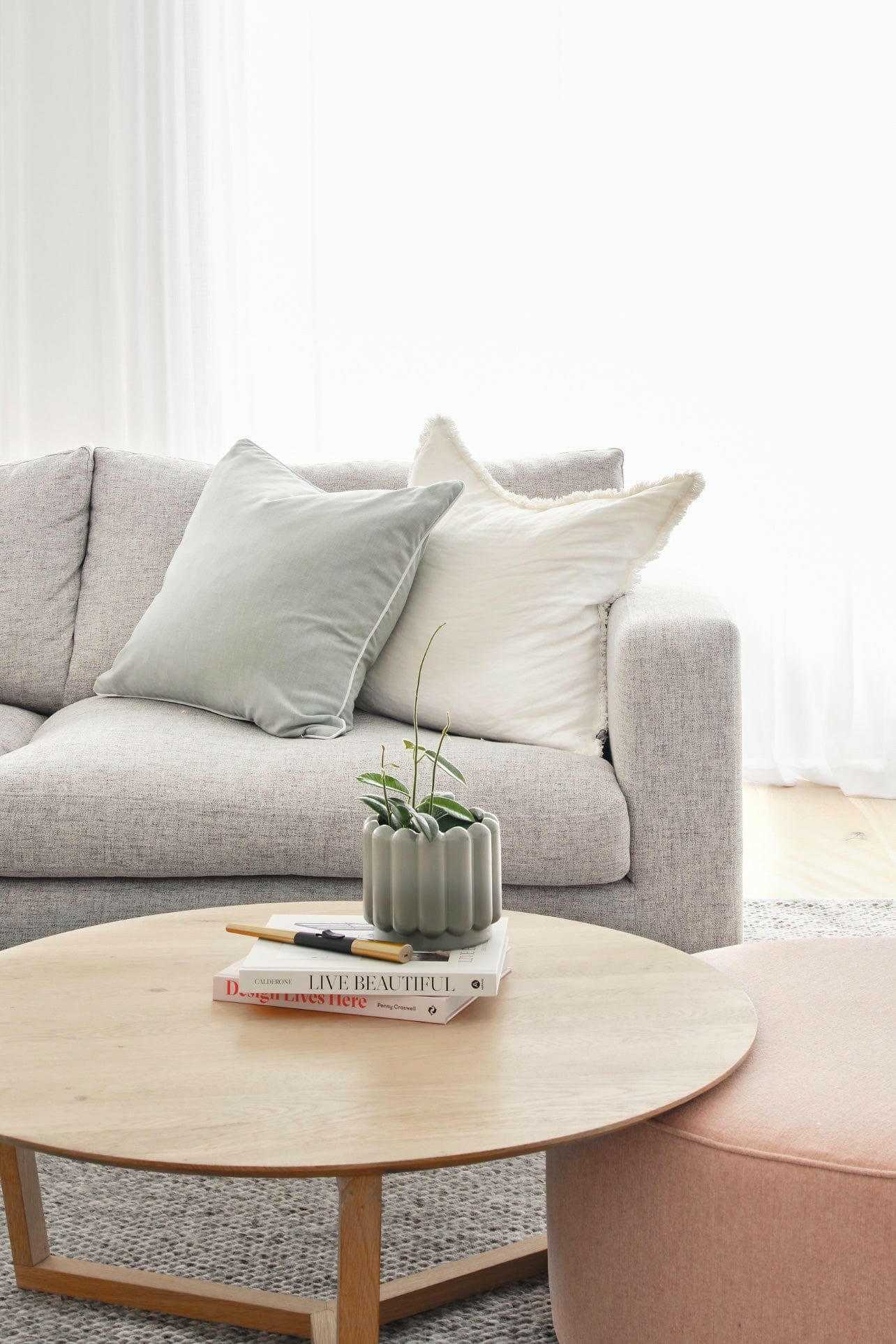 Molmic Sofas 3 Seater Molmic Shona sofa, 3 Seater, Hawthorn Silver Fabic with Oak Timber Legs AVAILABLE FOR IMMEDIATE PICK UP