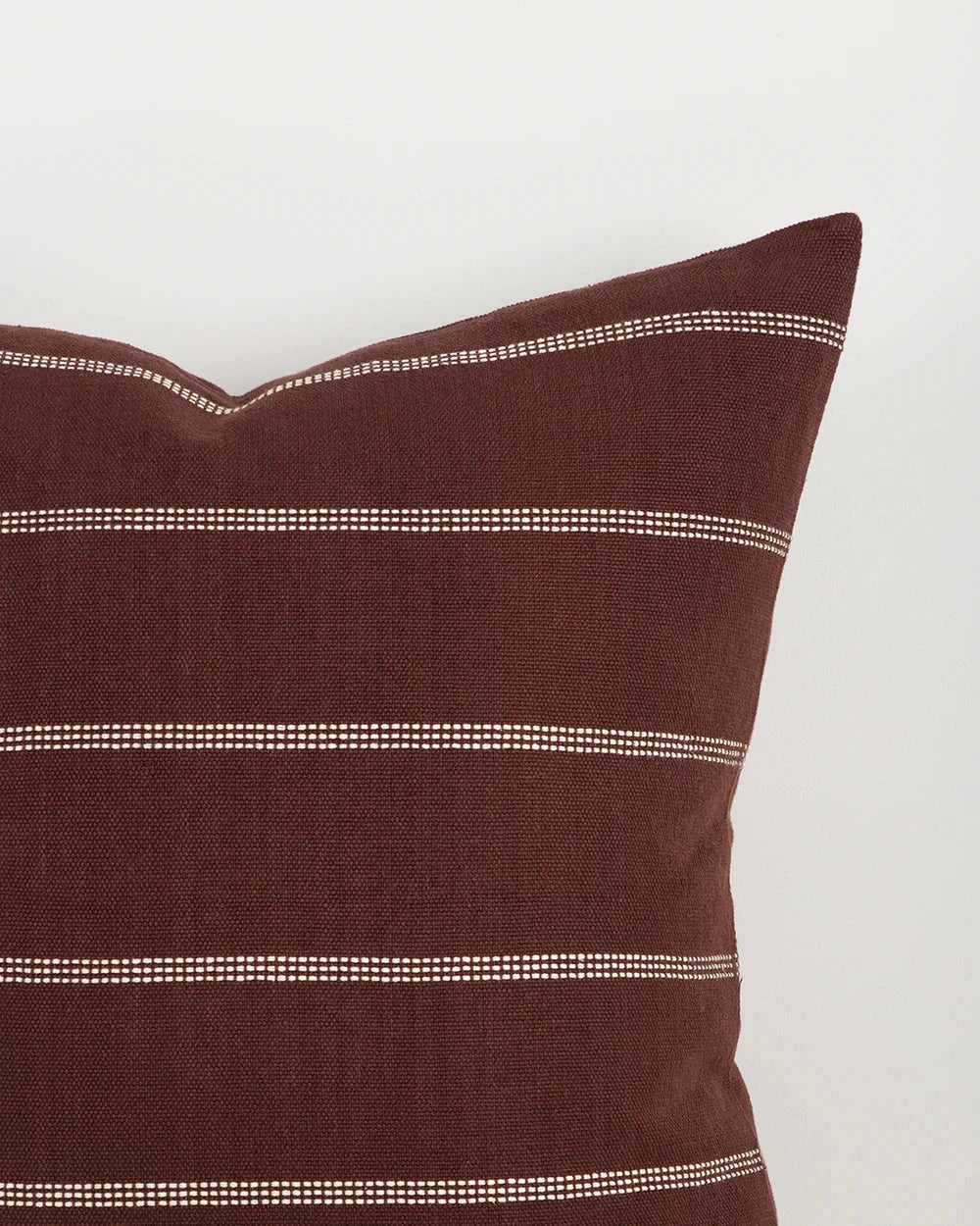 Baya Juno Cushion in Mulberry with woven jacquard cotton fabric and subtle linear pattern