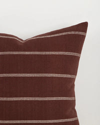 Baya Juno Cushion in Mulberry with woven jacquard cotton fabric and subtle linear pattern