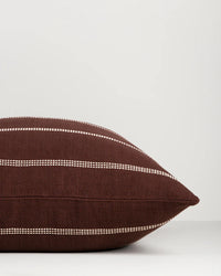 Baya Juno Cushion in Mulberry with woven jacquard cotton fabric and subtle linear pattern