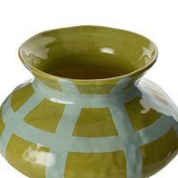 Heirloom Check Vase in Olive/Blue detail