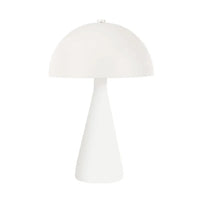 GlobeWest Easton Dome modern white mushroom-shaped metal table lamp with pedestal base for home and office decor