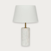 GlobeWest Easton Marble Table Lamp - White Marble - White Linen
