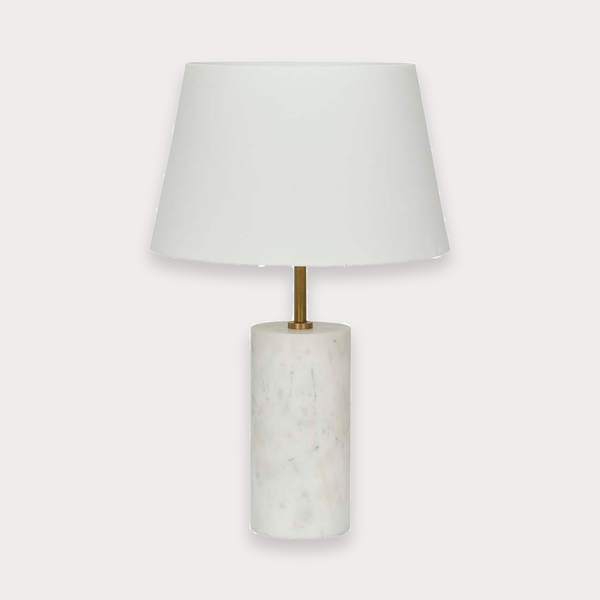 GlobeWest Easton Marble Table Lamp - White Marble - White Linen
