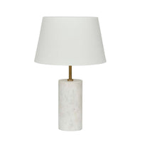 GlobeWest Easton Marble Table Lamp - White Marble - White Linen