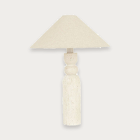 GlobeWest Easton Stack Table Lamp - Travertine - Linen