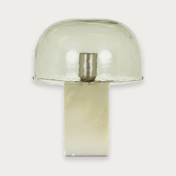 GlobeWest Sedona Block Table Lamp - Jade Marble - Sage Glass