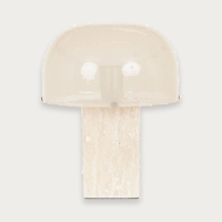 GlobeWest Sedona Block Table Lamp - Oat Marble - Nude Glass