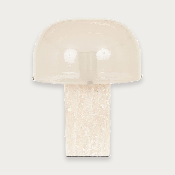 GlobeWest Sedona Block Table Lamp - Oat Marble - Nude Glass