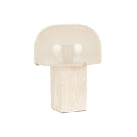 GlobeWest Sedona Block Table Lamp - Oat Marble - Nude Glass