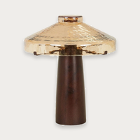 GlobeWest Sedona Rouge Table Lamp - Walnut - Amber Glass