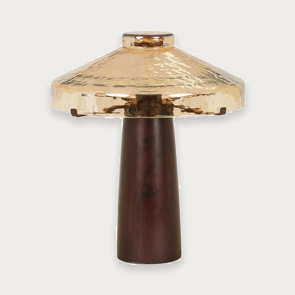 GlobeWest Sedona Rouge Table Lamp - Walnut - Amber Glass