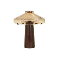 GlobeWest Sedona Rouge Table Lamp - Walnut - Amber Glass