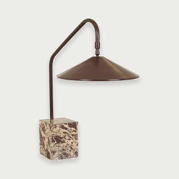 GlobeWest Sedona Scout Table Desk Lamp - Chocolate Marble - Matt Puce