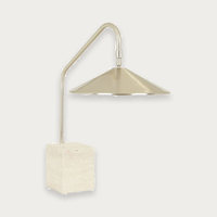 GlobeWest Sedona Scout Table Desk Lamp - Oat Marble - Brushed Nickle