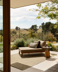 Baya Lonsdale Outdoor Rug - Olive styled outdoors