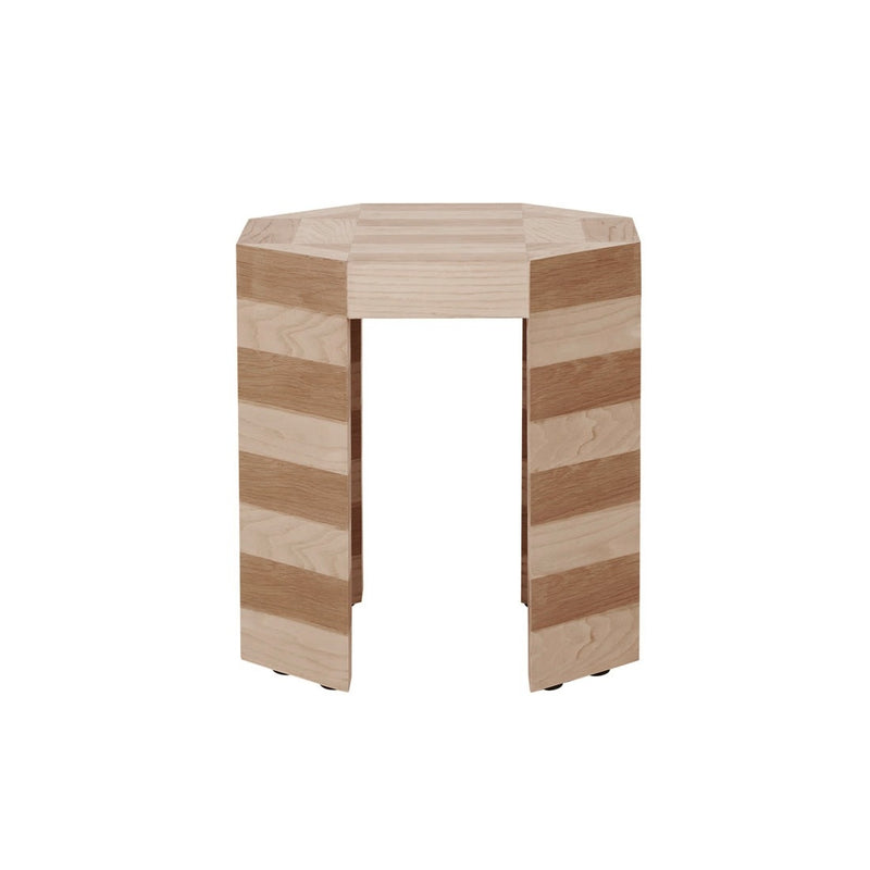 Reese Octo Side Table in biscotti striped veneer