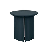 GlobeWest Leon Side Table in teal ash veneer with sculptural pillar base and demi-bullnose edges