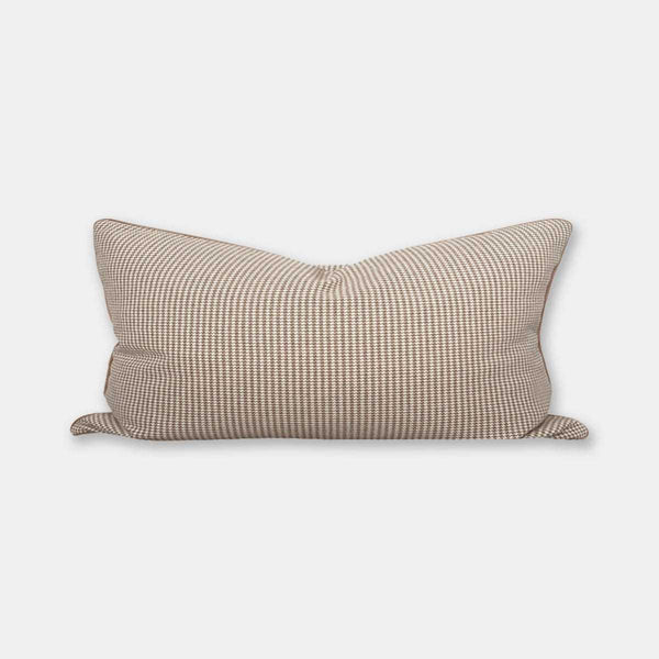 norsu STUDIO Forma Collection Eden lumbar cushion in honey houndstooth, 90x40cm | Norsu Interiors