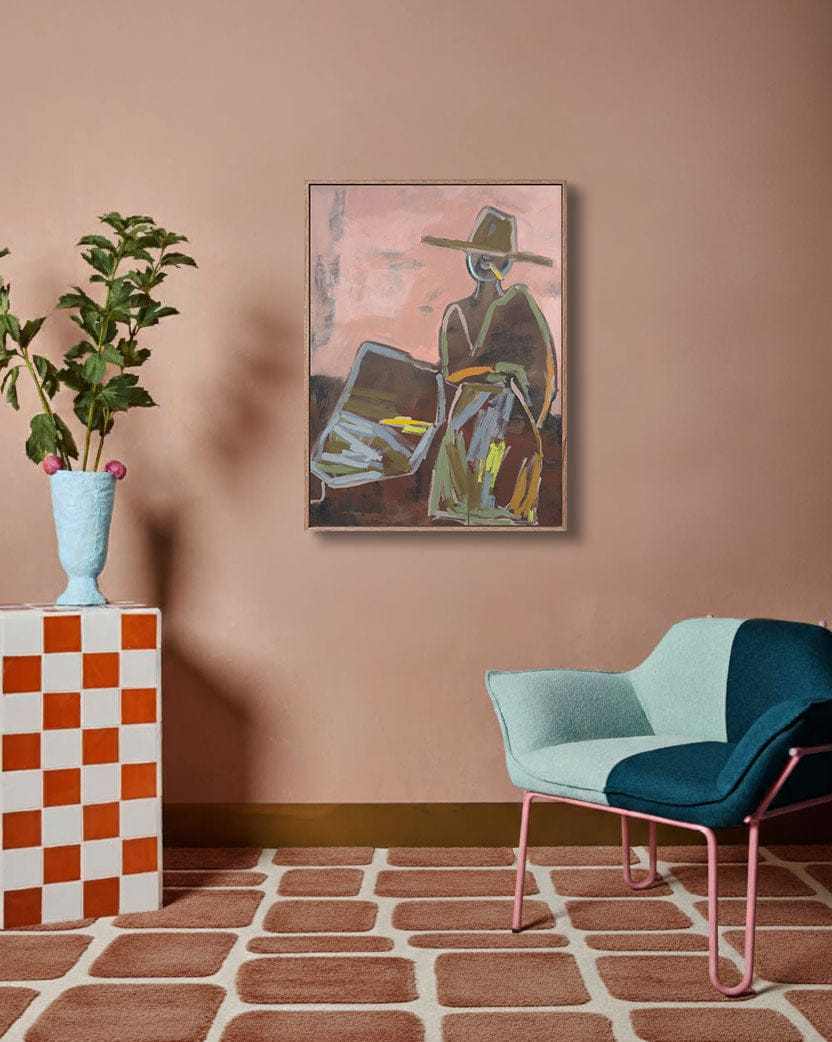 Oak framed Marcia Priestley Chaps Duskfall fine art canvas print with floating oak frame and archival pigment inks