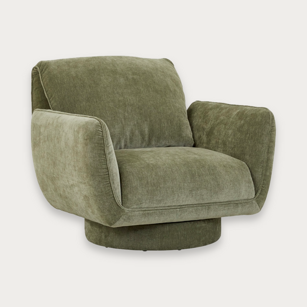 GlobeWest Marion Swivel Occasional Chair in Clover green velvet