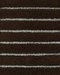 Baya Marlow Floor Rug in chocolate brown with horizontal powder blue stripes, hand-tufted 100% New Zealand wool pile