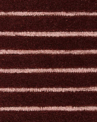 Baya Marlow Floor Rug in wine with burgundy and pale pink horizontal stripes, 100% NZ wool, hand-tufted loop pile, 15mm depth.