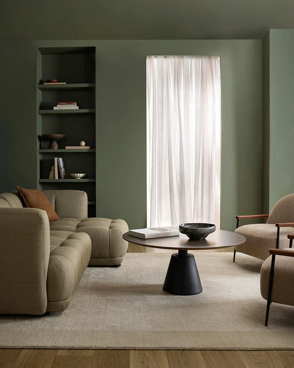 Baya Mayfair Floor Rug in pearly taupe with linen stripes and wool blend pile