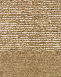 Baya Mayfair Floor Rug in wheat color with fine linen stripes and solid border, hand-knotted wool blend, elegant and soft texture