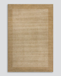 Baya Mayfair Floor Rug in wheat color with linen stripes and wool-blend pile laid on wooden floor